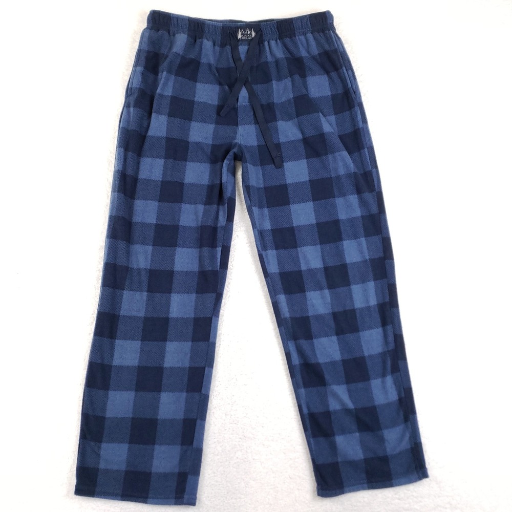 Lucky Brand Mens XL Blue Buffalo Plaid Fleece Pajama Pants Sleepwear Loungewear